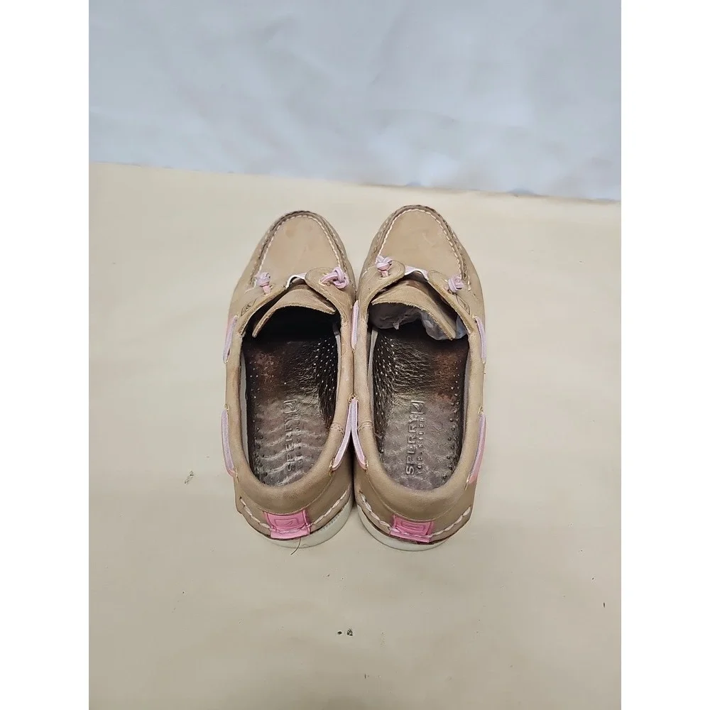 Sperry Topsiders Brown with Pink and‎ Green Stripe sz 8